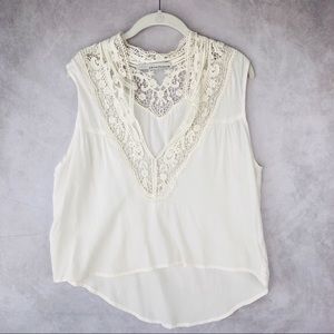Stillwater Lace Accent Crop Tank Top White Size S